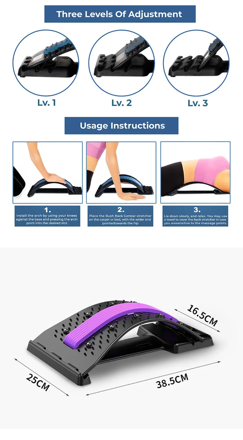 Back Cracker Orthopedic Waist Stretcher 4levels Back Cracker Stretcher