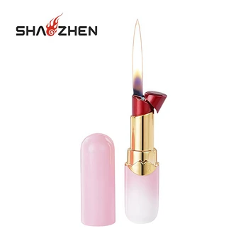 Factory Wholesale Custom Personalized Creative Lipstick Gas Lighter,Portable Refillable Flame Cigarette Lighter for Promotion
