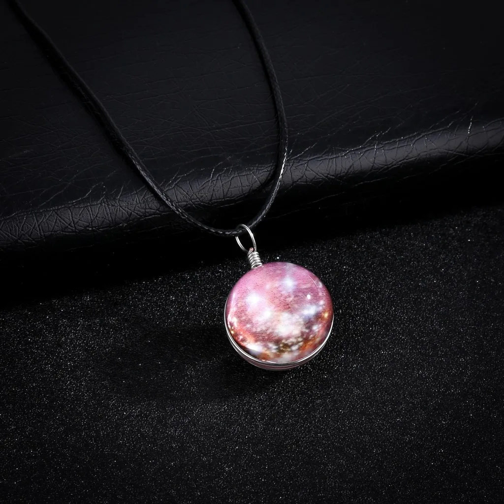 2025 Luminous Manga Nebula Space Universe Starry Sky Galaxy Rope Chain Glowing Glass Ball Necklace