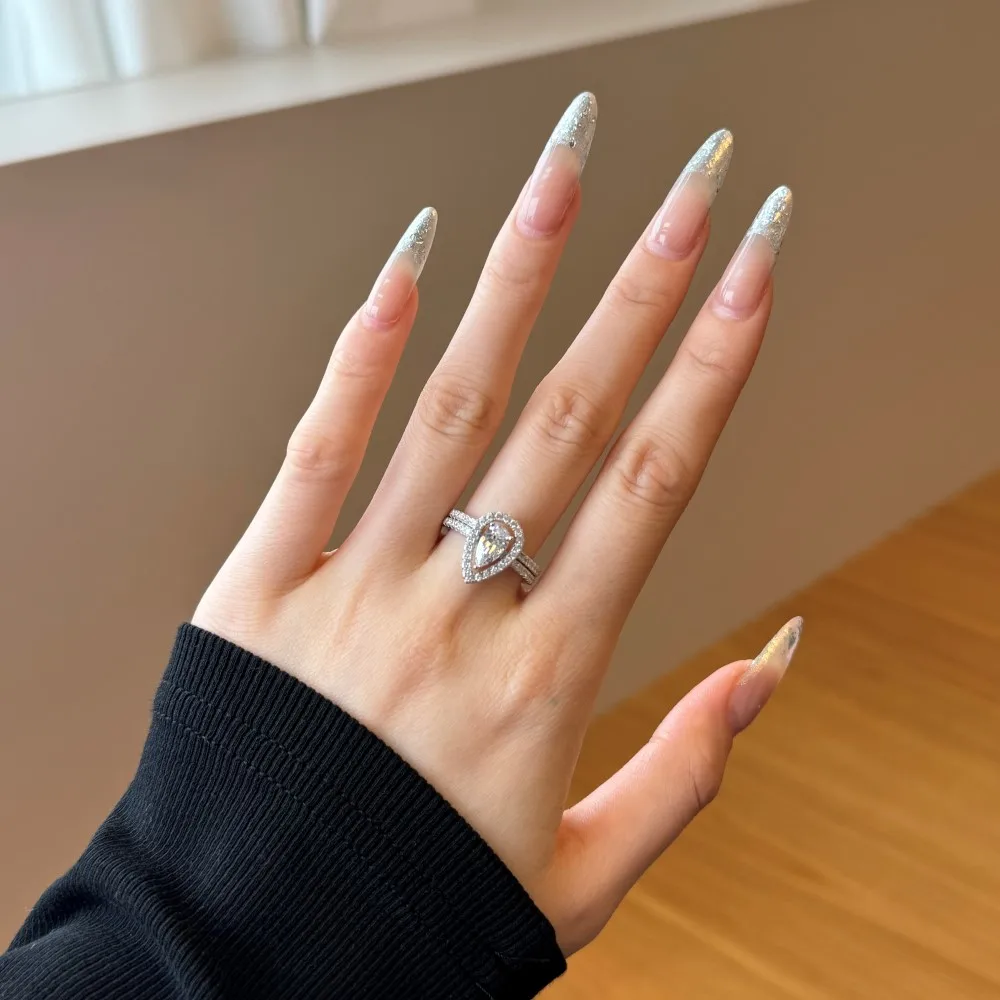 KAKODIY Elegant Water Drop Jewelry Ring Engagement Wedding 925 Sterling Silver Ring for Women detail 5