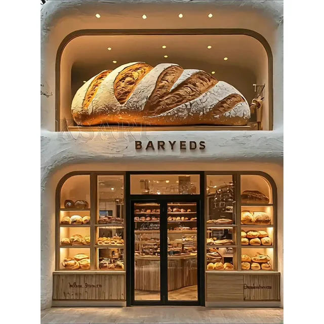 Customized Storefront Decoration Design for a Bakery. Glass Fiber Reinforced Plastic Bread Sculpture.