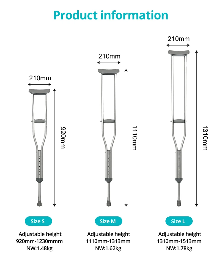 Height Adjustable Aluminum Crutches Disabled Crutches Axillary Crutches ...