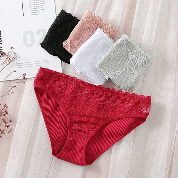 Woman Panties Lace Cotton Female Briefs Underwear Breathable Panties Low-Rise Underpants Soft Everyday Intimates