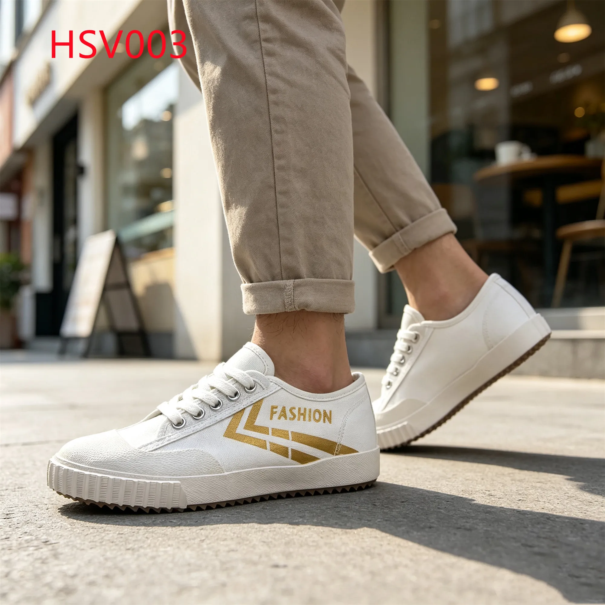 LXG,Club-activity Geometric Gold Print Design White Sneakers Lightweight Skin-friendly Textile Hua Singh Vulcanized Shoes HSV003
