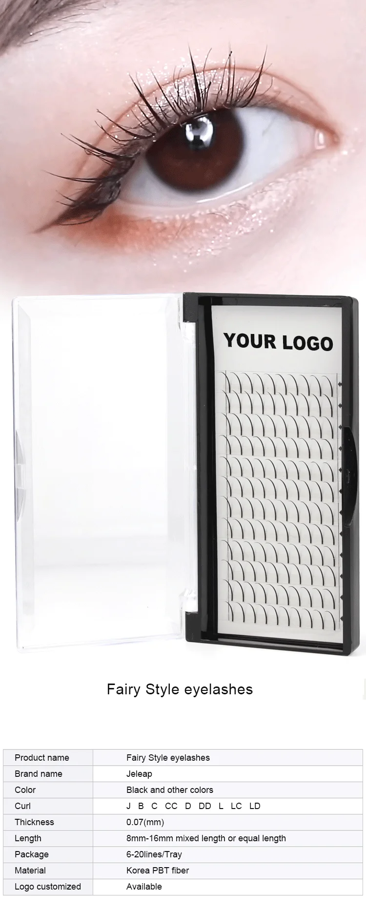 Wispy Lash Spike Premade Lashes 0.07 C D/818mm A Style Spike Eyelash