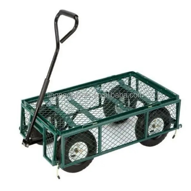 Heavy Duty Utility Cart Wagon Steel Wire Mesh Rolling Dump Garden Carts