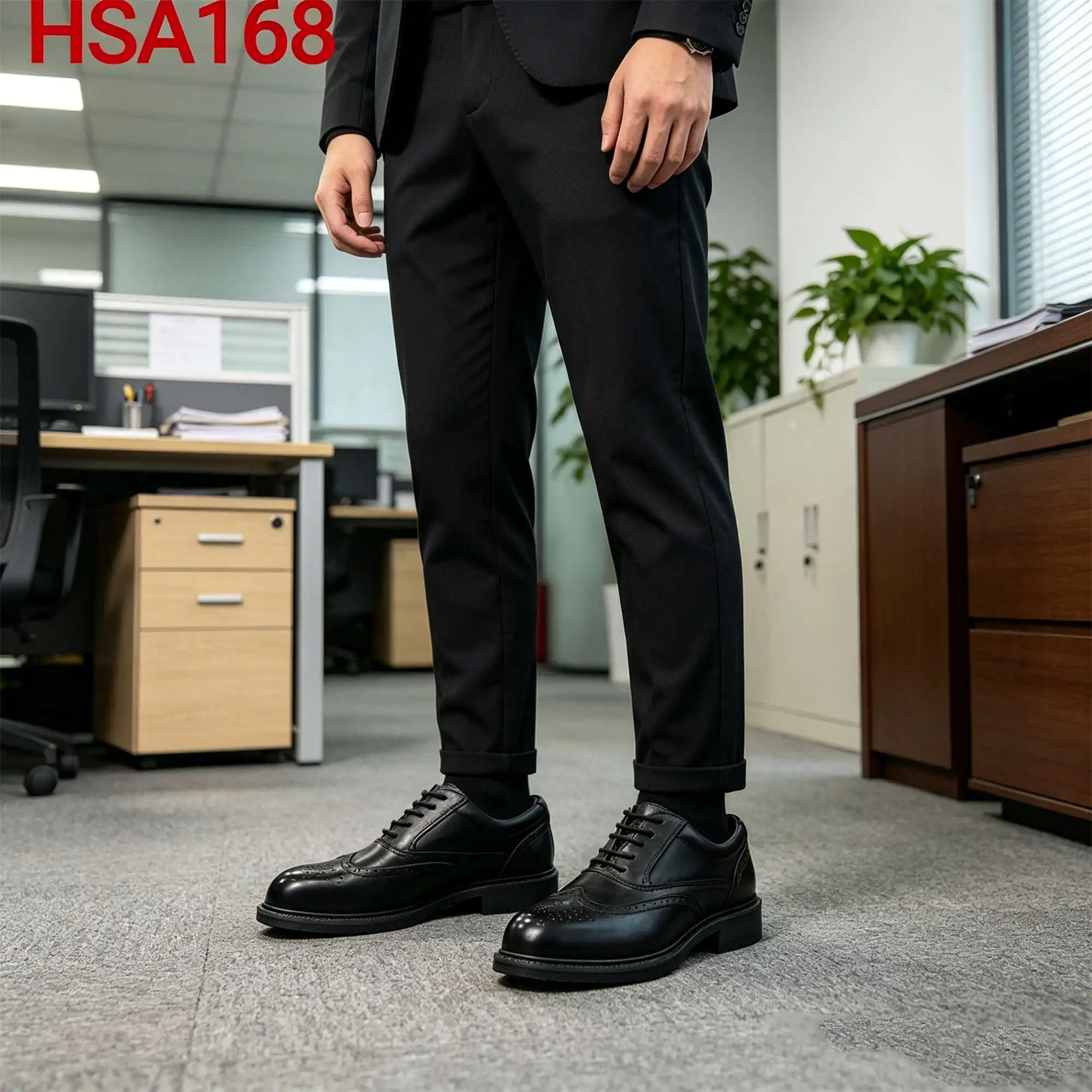 WYC,Kenya Popular Full Grain Leather Safety Shoes with Steel Toe Stylish Industrial Design Wing-tap Style Security Shoes HSA168