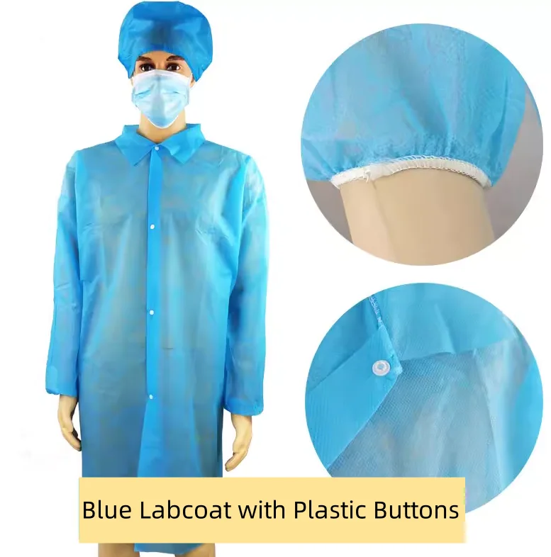 Disposable White Lab Jacket Coat Uniform Non-woven Polypropylene Jackets Medical Gown
