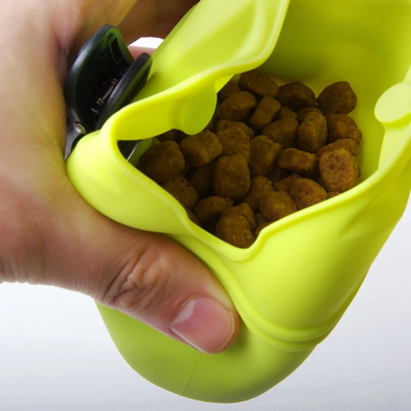 Custom Silicone Portable Dog Feeding Pouch Puppy Dog Training Treat Bag with Magnetic Closure Waist Clip