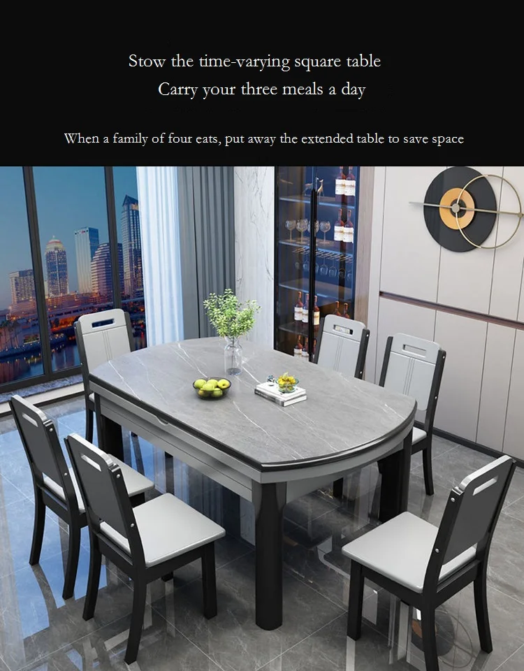 Modern Simple Small Household Retractable Folding Rock Plate Dining Table