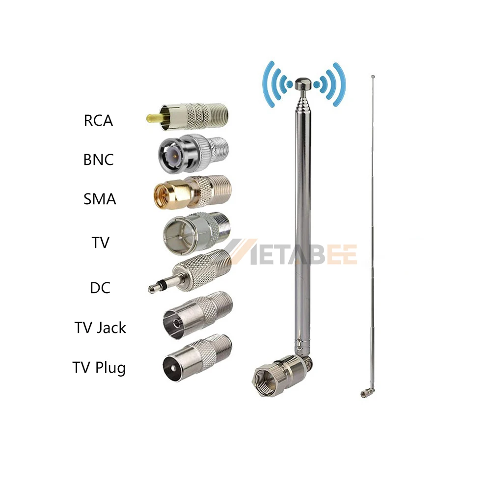 75 Ohm FM Radio Ancable Indoor Telescopic Antenna - 5 Dbi
