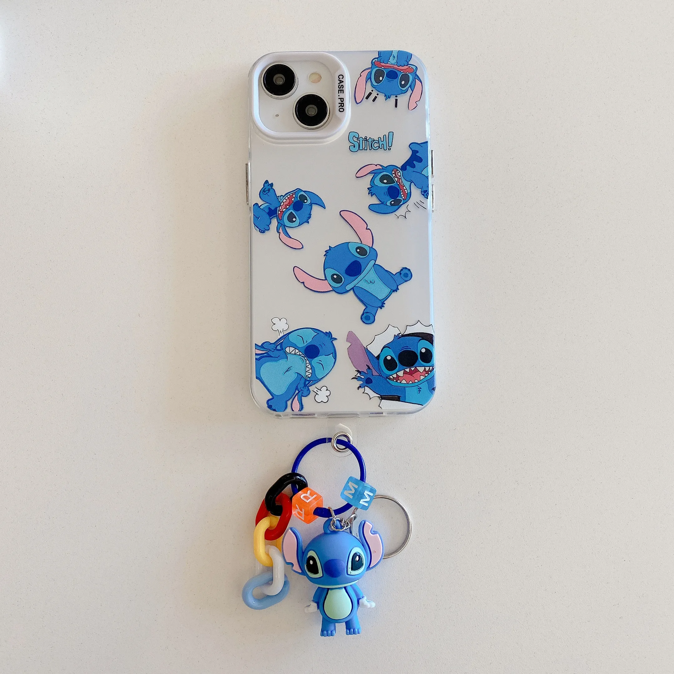 Lilo Stitch Cell Phone Case For iPhone 11/12/13/14 Pro Max Cartoon Printed Cover With Keychain TPU Protective Case For iPhone 13
