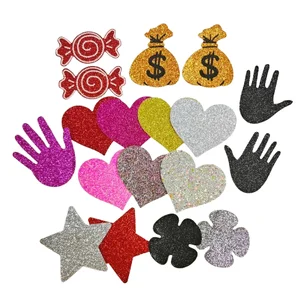 Fashion Multi-Designs Women Beaded Glitter Fabric Sexy Adhesive Breast Petals Nipple Covers Disposable for Parties
