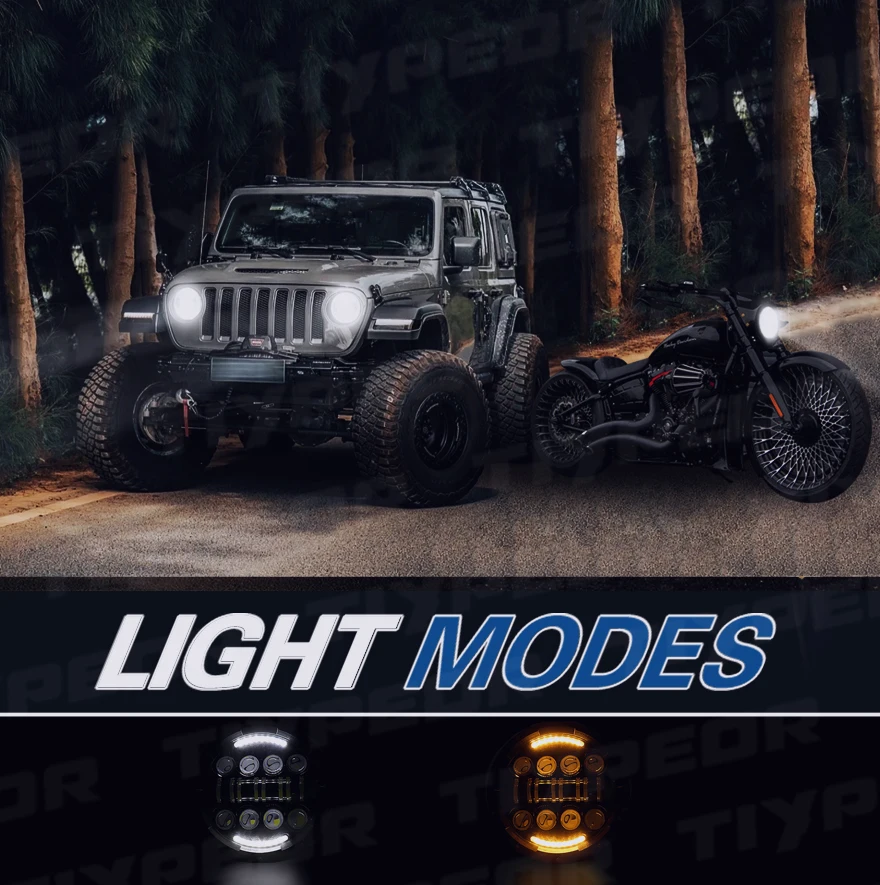 product tiypeor 7inch 60w universal round motorcycle drl headlight super bright car auxiliary fog light-5