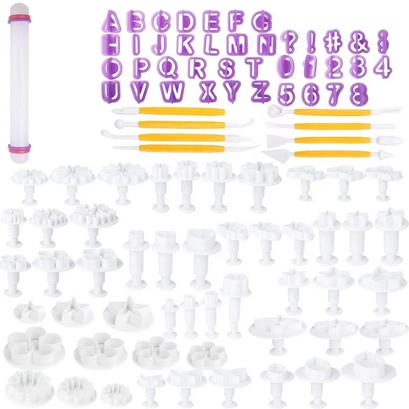 Factory Outlets Various Different Shape Plastic Plunger Fondant Cutter Set Cookie Cutter Letter Cutter