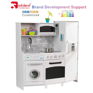 Customizable White Wooden Play Kitchen Set for Kids Inspired by Australia's Cook Toy