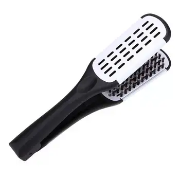 Professional 100% Boar Bristle Ceramic Thermal Hair Straightening Brush with Double Smooth Nylon ABS Handle Design