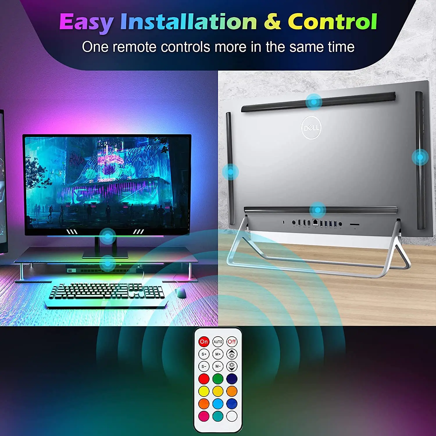 Smart Ambiance Backlights Under Computer Monitor Led Gaming RGB Light Bar for Desk Top TV Screen Lighting Decoration