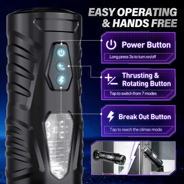 New Automatic Male Masturbator Cup with 7-Frequency Thrusting 360 Degrees Rotating Penis Massager  Machine Sex Toys for Men