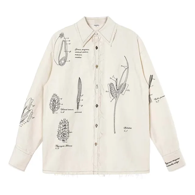 VALLEYOUTH Hogu vintage embroidered cotton loose with casual woolen edge shirt jacket