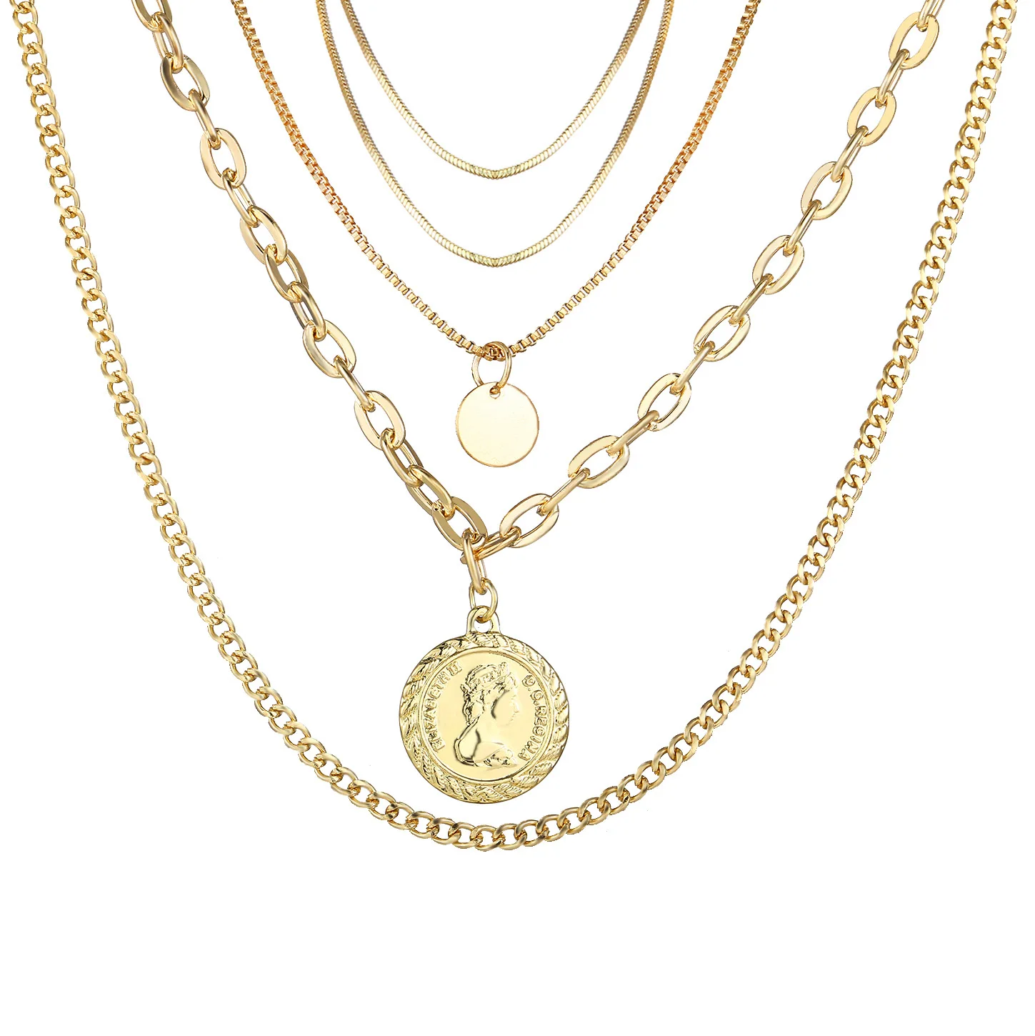Circle necklace - Coin necklace - Gold coin necklace - multi