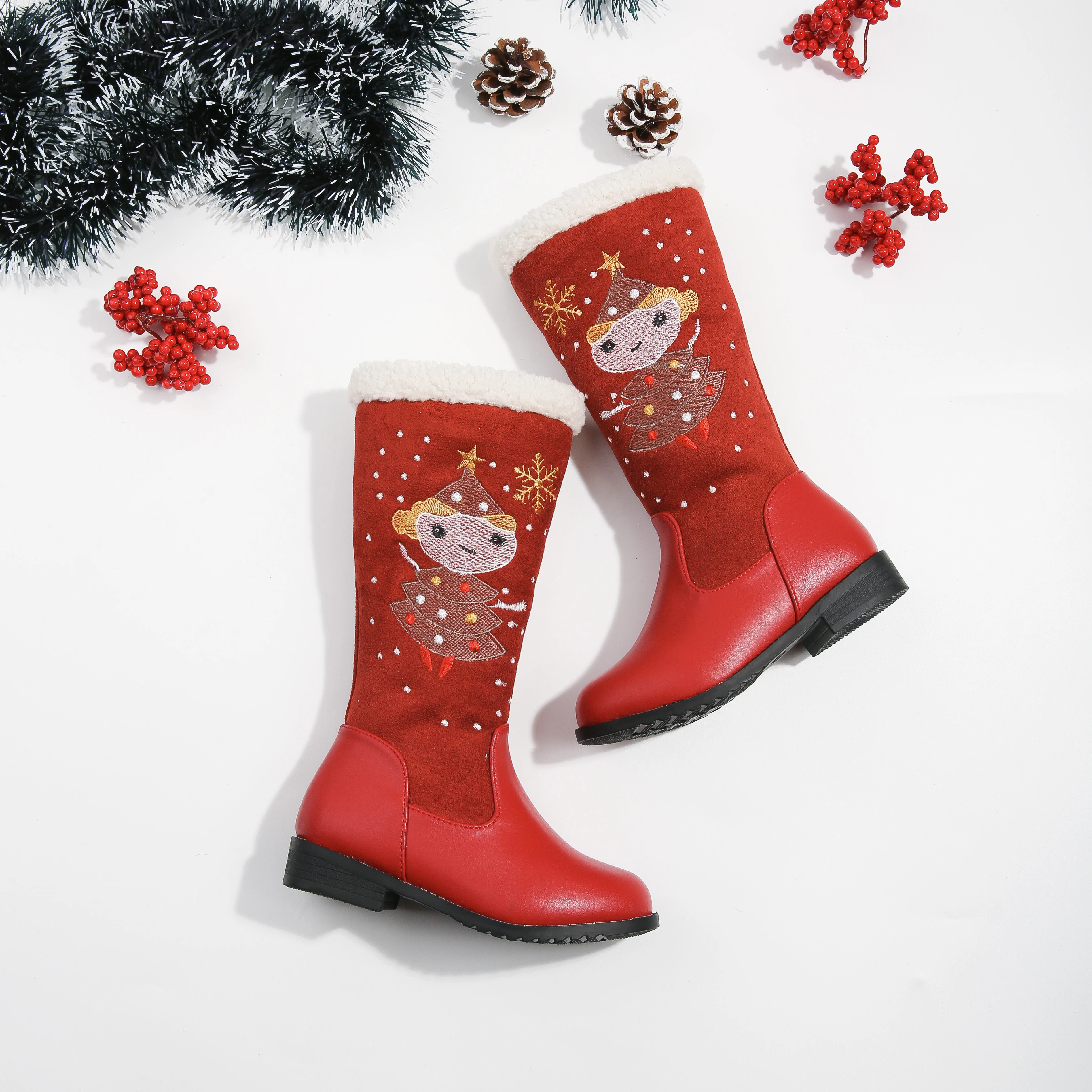 Зимние длинные хлопковые сапоги для девочек, детские бархатные теплые зимние сапоги для маленьких девочек, праздничные сапоги принцессы