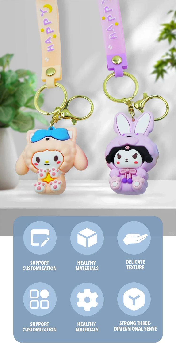 Customizable Figure Keychains Custom Character Dolls Cartoon Kid Rubber Keyring Oem Silicone Key ...