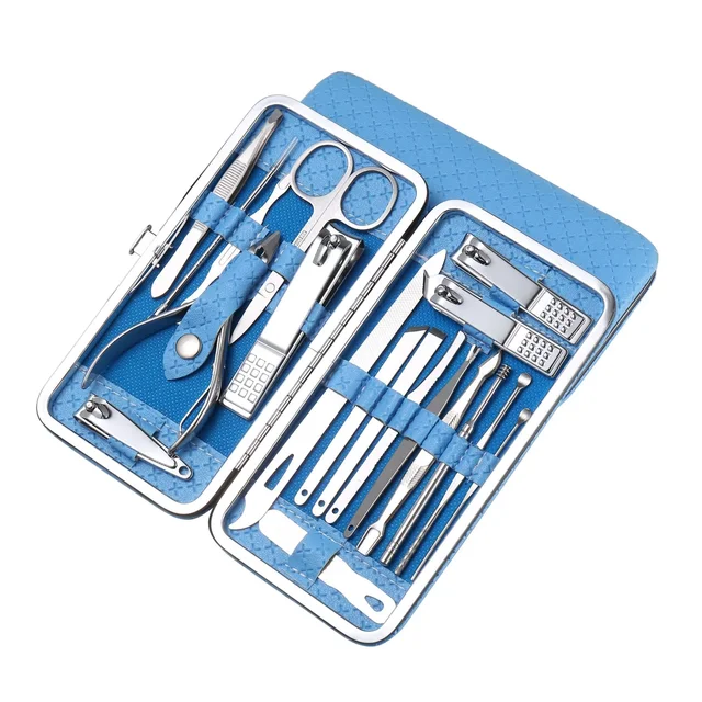 19 pcs Professional Nail Clippers Cutter Kit Travel Grooming Kit Stainless Steel Personal Nail Cutter Care Tools Nail Clippers