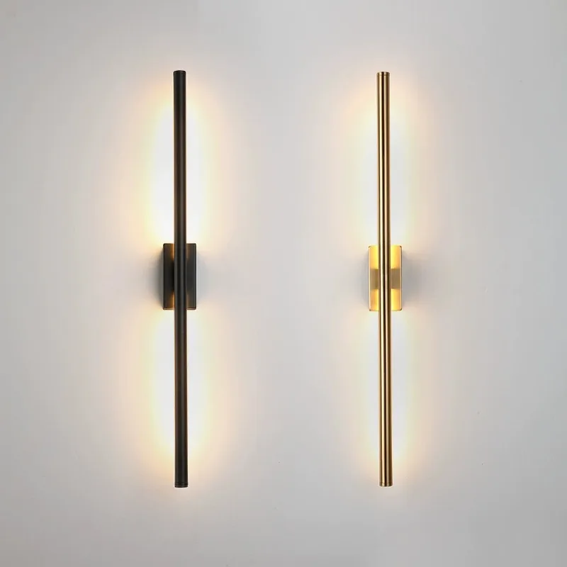 Modern Simple Linear Tube Led Wall Lamp up Down Background Led Wall Sconce Black Gold Bedside Corridor Living Room Wall Light