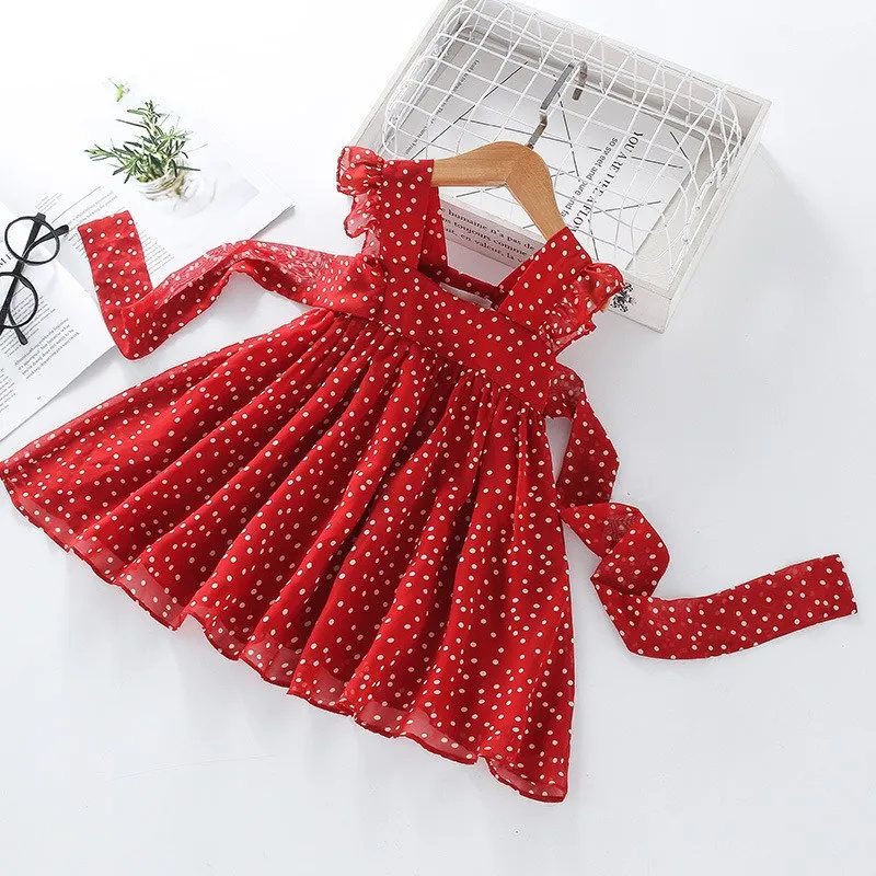 new fashion popular dots spaghetti strap red color casual girls