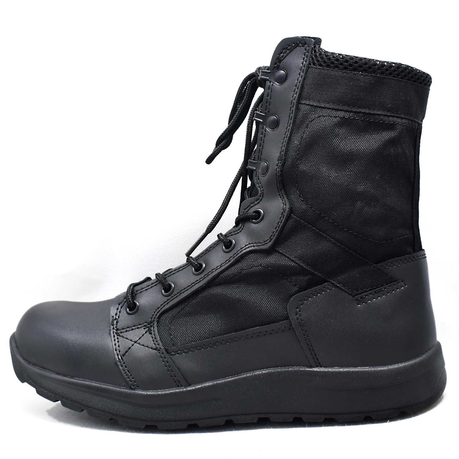 Handmade Low Price Traction Function Black Breathable Combat Boots