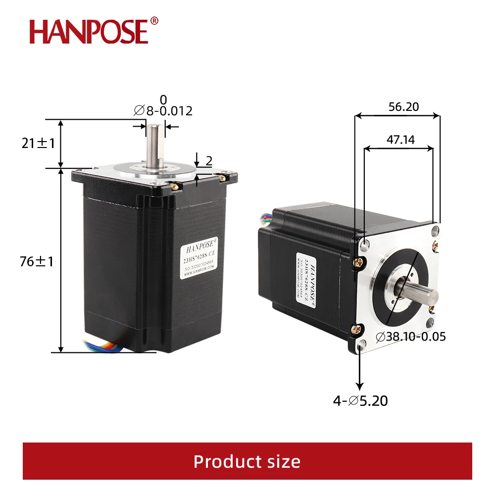 Hanpose 23HS7628-CZ Stepper Motor - 189n.cm Torque, 1.8° Steps
