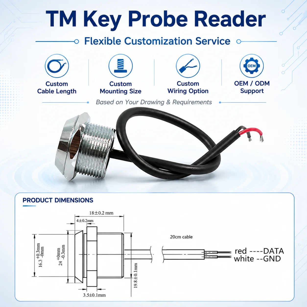 Access Control Use TM IButton Probe DS9092 IButton Key 1-wire Reader Without LED