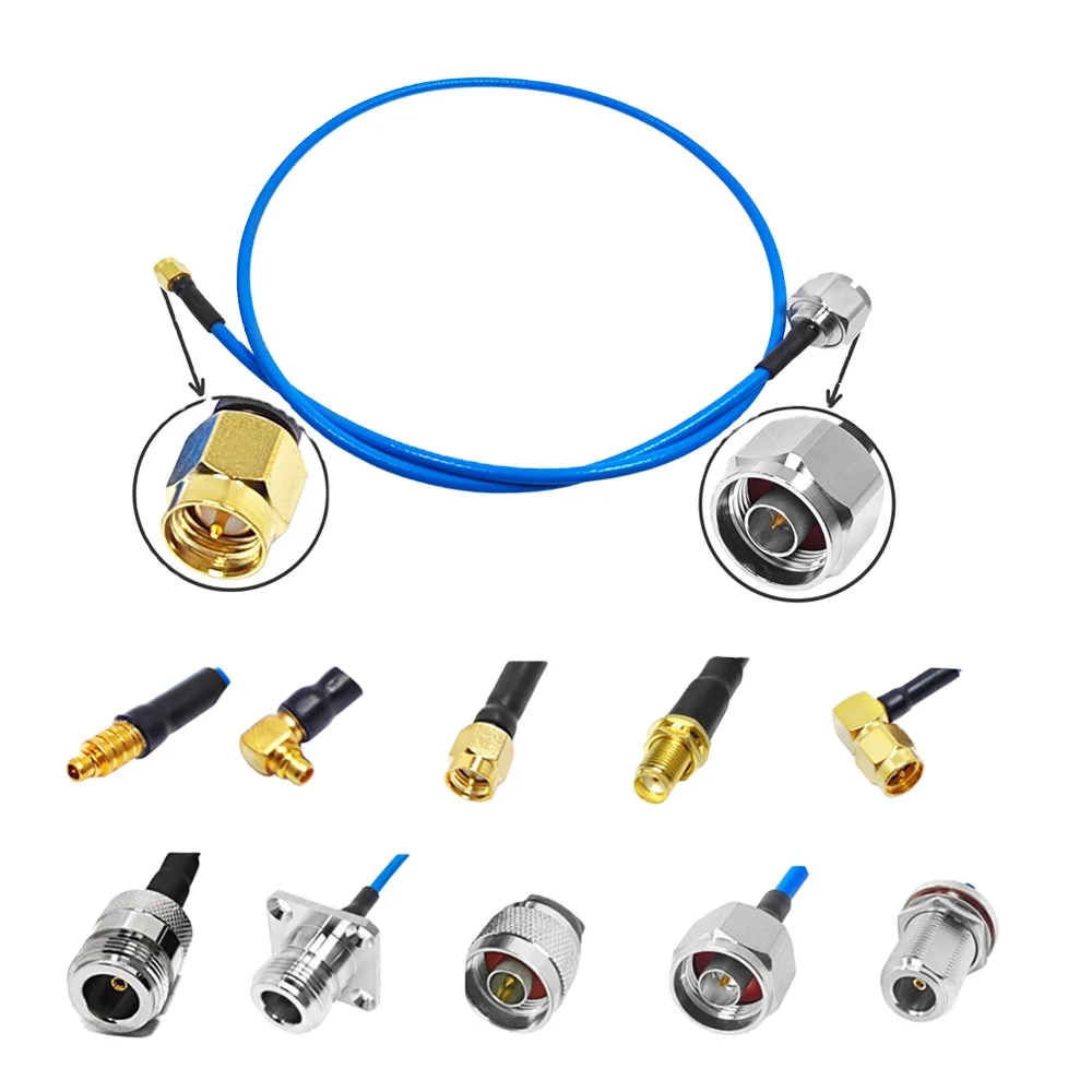 50CM RG402 RF Coaxial Jumper Cable N Male to SMA Male Connector Blue RG402 RG141 Rg405 086 Cable