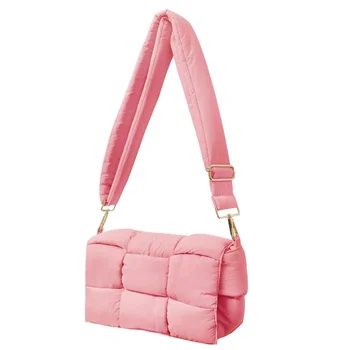 Puffer Crossbody Bag Shoulder Bag Ladies Winter Soft Padded Handbag Lightweight Quilted Nylon Women's Puffy Bag