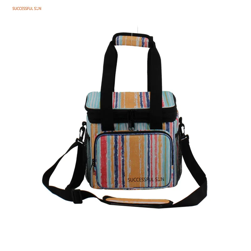 product customized double compartment insulated lunch cooler bag for men and women with shoulder strap medium cooler bag-6