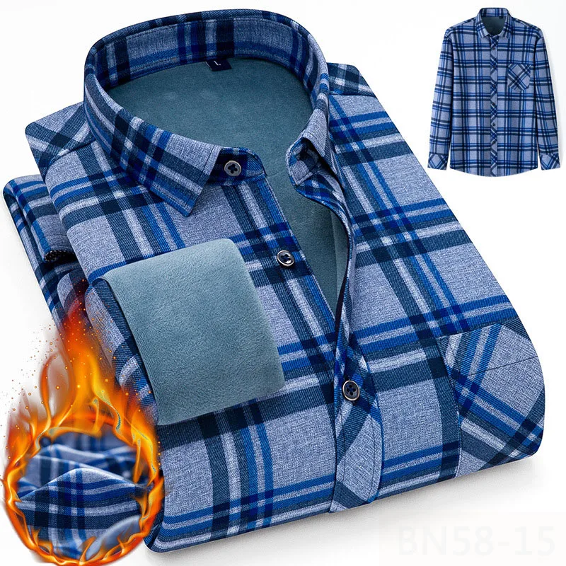 Men's 100% Cotton Fleece Flannel Shirt - Solid Color Button Down, Long Sleeve, Thick & Warm - View #5