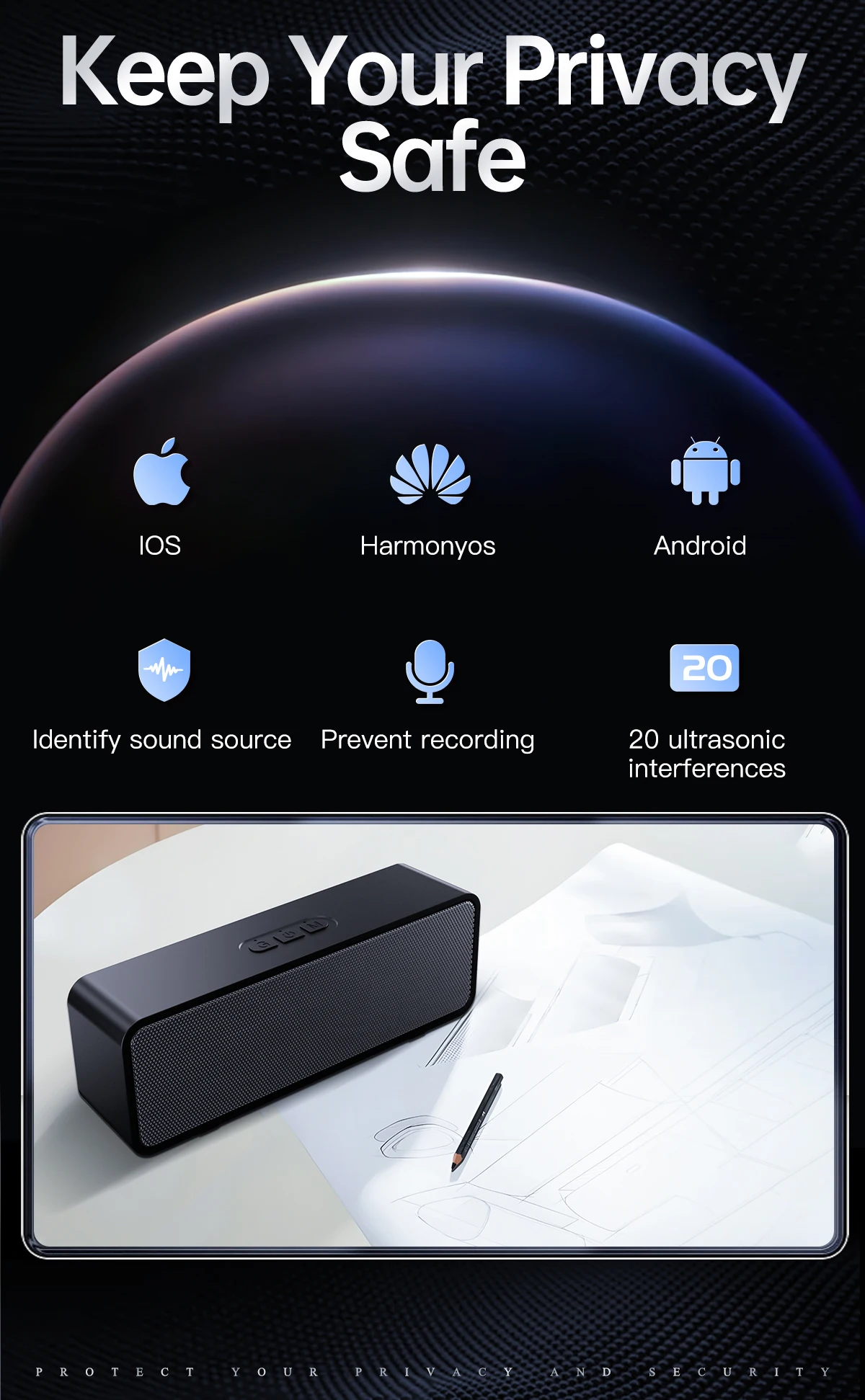 Anti Audio Recording Anti Voice Recorder Device for Phone Sound Voice Recorder Camcorder Secret Meeting