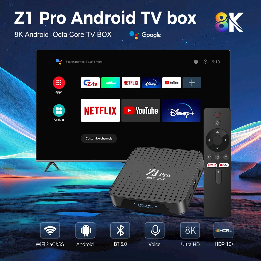 Newest Z1 PRO Android 10 TV Box, Smart 4K Support, 2GB RAM, 16GB