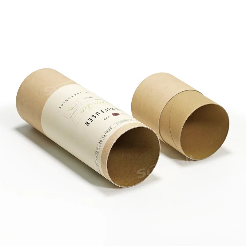 Custom Printed Reed Diffuser Packaging Cardboard Round Gift Boxes Recycled Kraft Paper Tube Packaging for Room Fragrance
