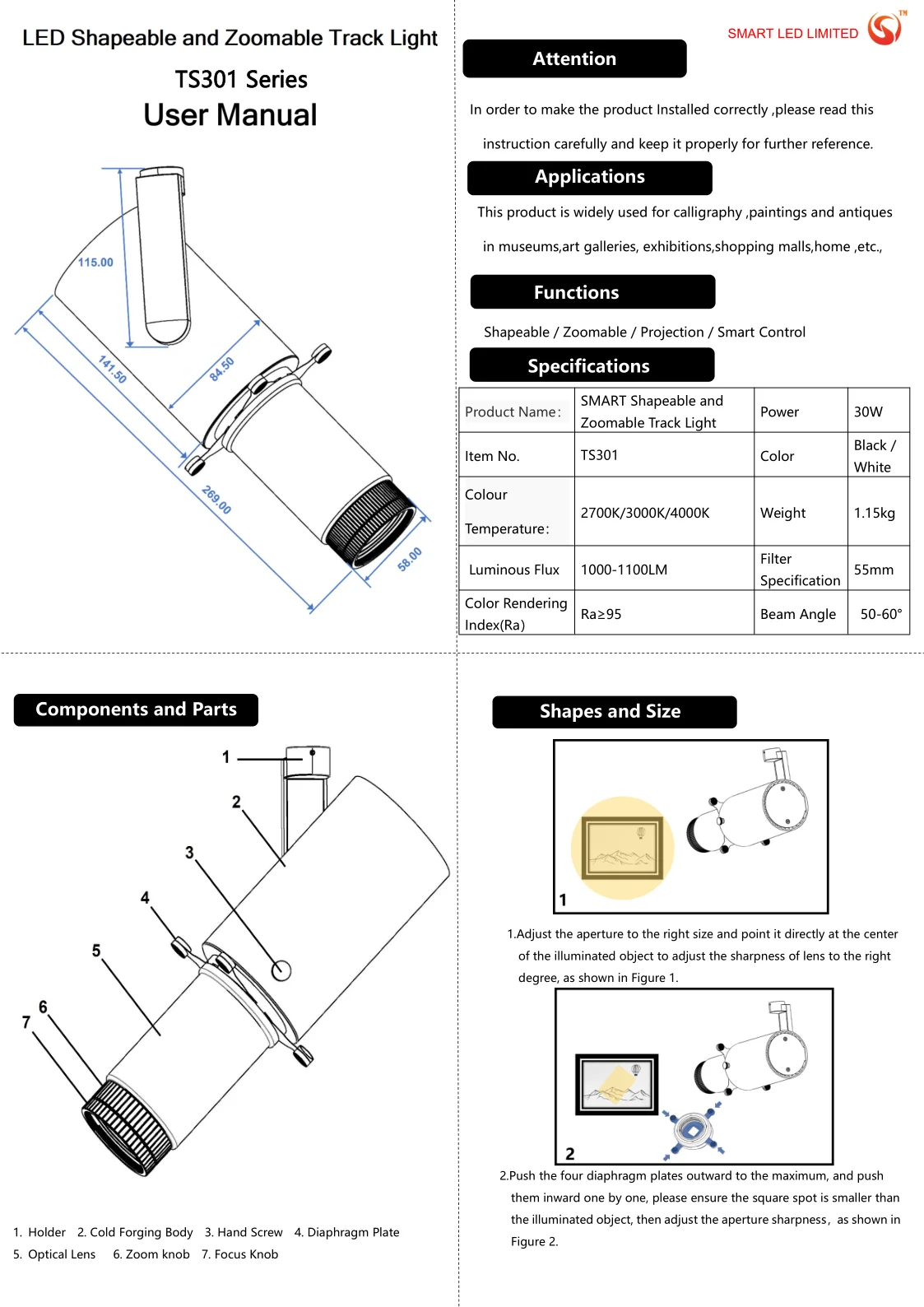 shapeable led track spot light