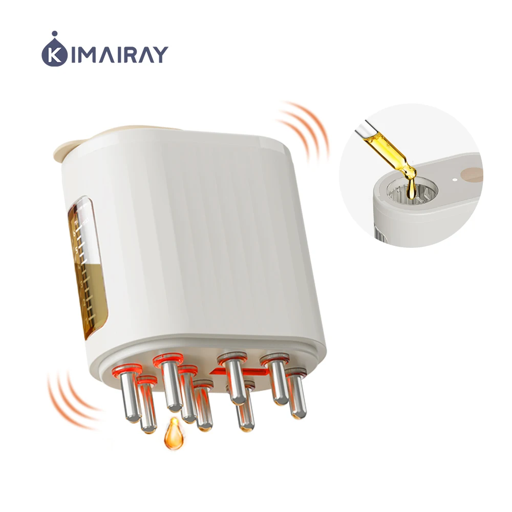 В наличии электрическая расческа для роста волос со светодиодной подсветкой против выпадения вибрационная Массажная Расческа кожи головы с масляным отсеком