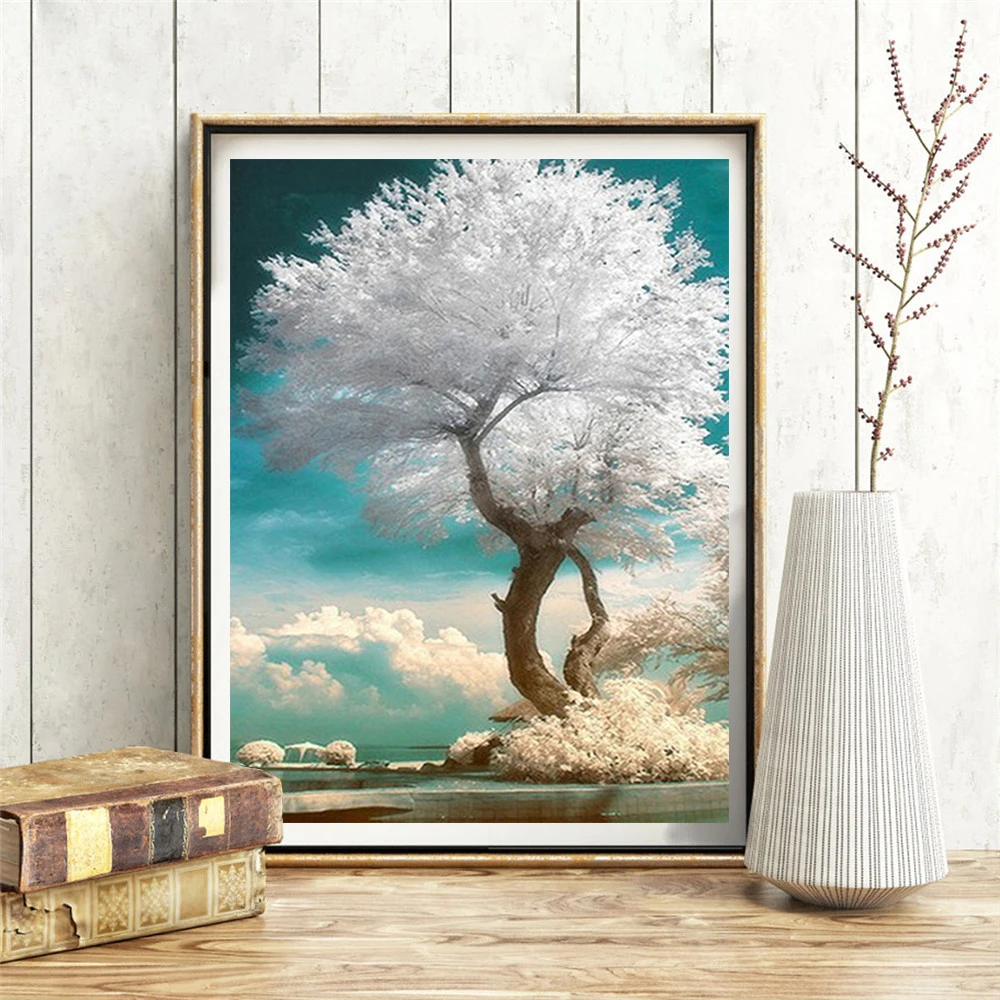 HUACAN Factory Custom Full Drill Tree Diamond Painting Landscape 5D DIY Hot Selling Embroidery Pop Art for Adults and Kids