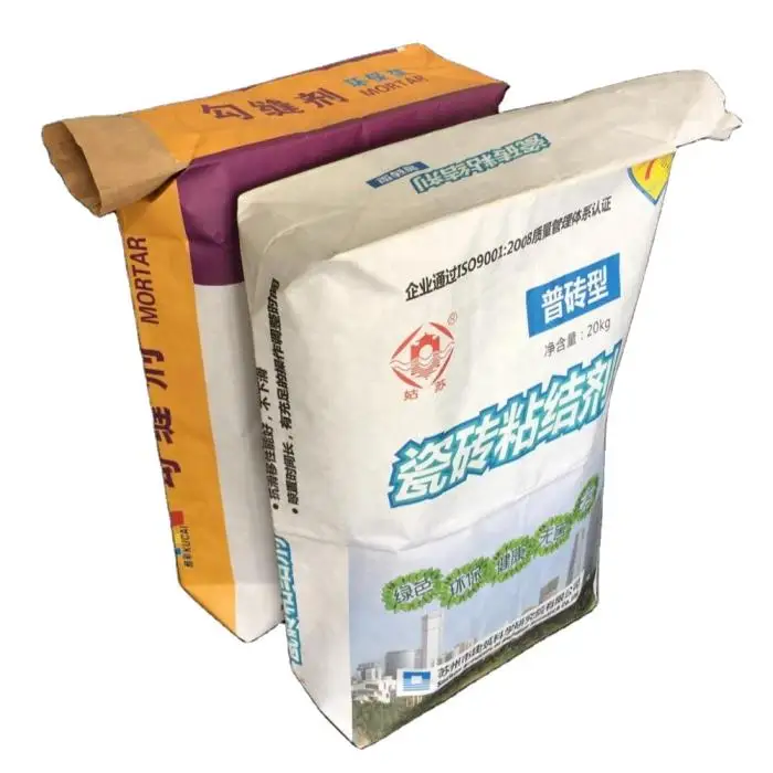 Customized 25kg 3 Layer Kraft Paper Valve Cement Packing Bag Biodegradable Paper Bag for Dry Mortar Putty Powder Tile Adhesive