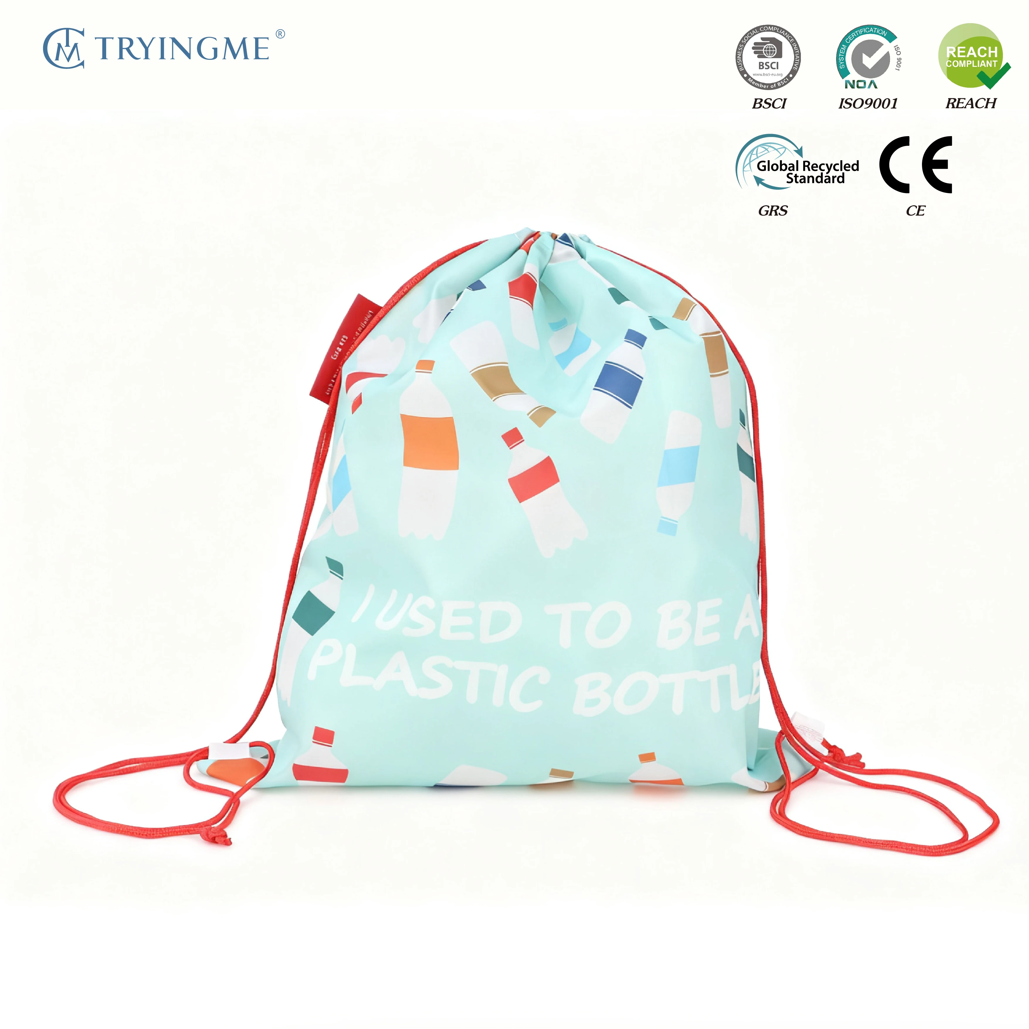 Waterproof RPET Shoulder Strap Swimming Bag with Custom Logo Medium Size Shoulder Shopping Bag with Length Handle for Workout