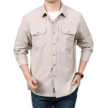 Wholesale Men Long Sleeve Outdoor Shirt Quick-drying Male New Fashion Casual Hunting Shirt