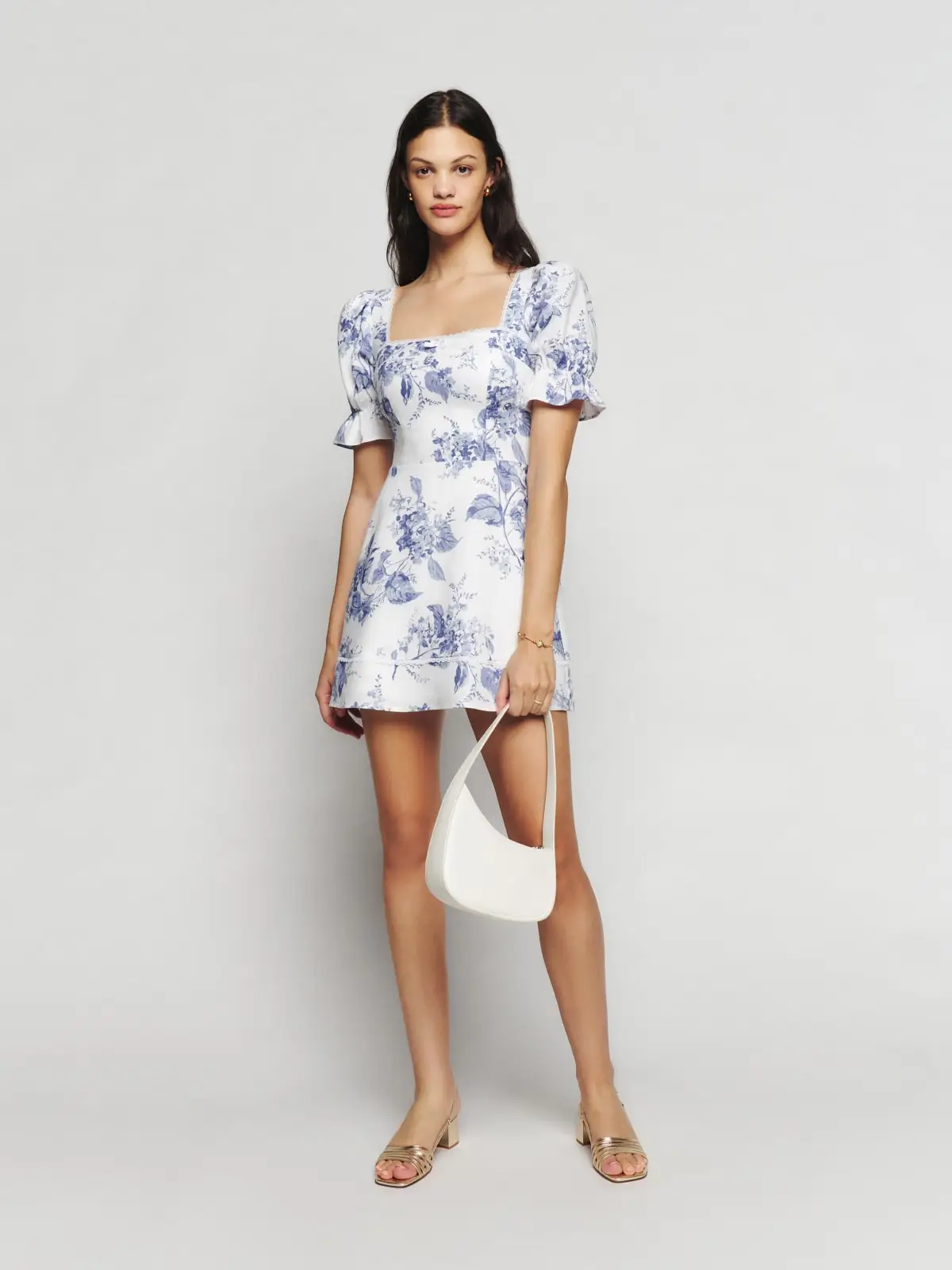 knee length dresses for ladies Emma Baby Blue Linen Mini Dress - XL Size - Women's Dresses