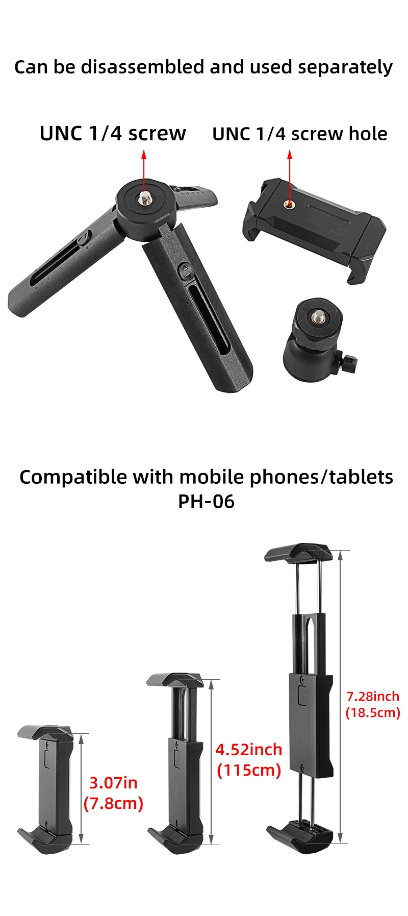 Mini Treppiede In Alluminio Per Telefono E Fotocamera - Leggero E Portatile