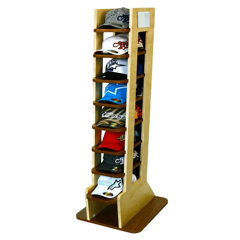 Custom Wooden Hat Display Stand Retail Sport Store Shop Floor Stand