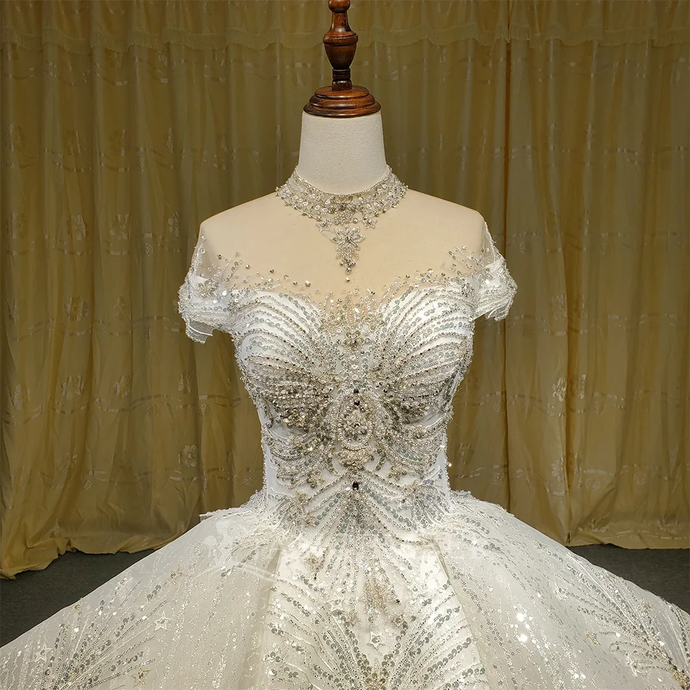 Fancy Glitter Sequins Bridal Dress Beading Luxury Wedding Gown Sweetheart  Wedding Dresses Lsch22